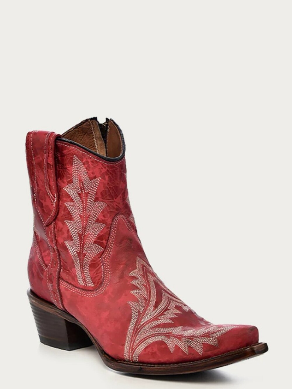 Corral Boots Circle G L5704 - WOMEN’S EMBROIDERY AND ZIPPER RED SNIP TOE ANKLE - Picture 2 of 15